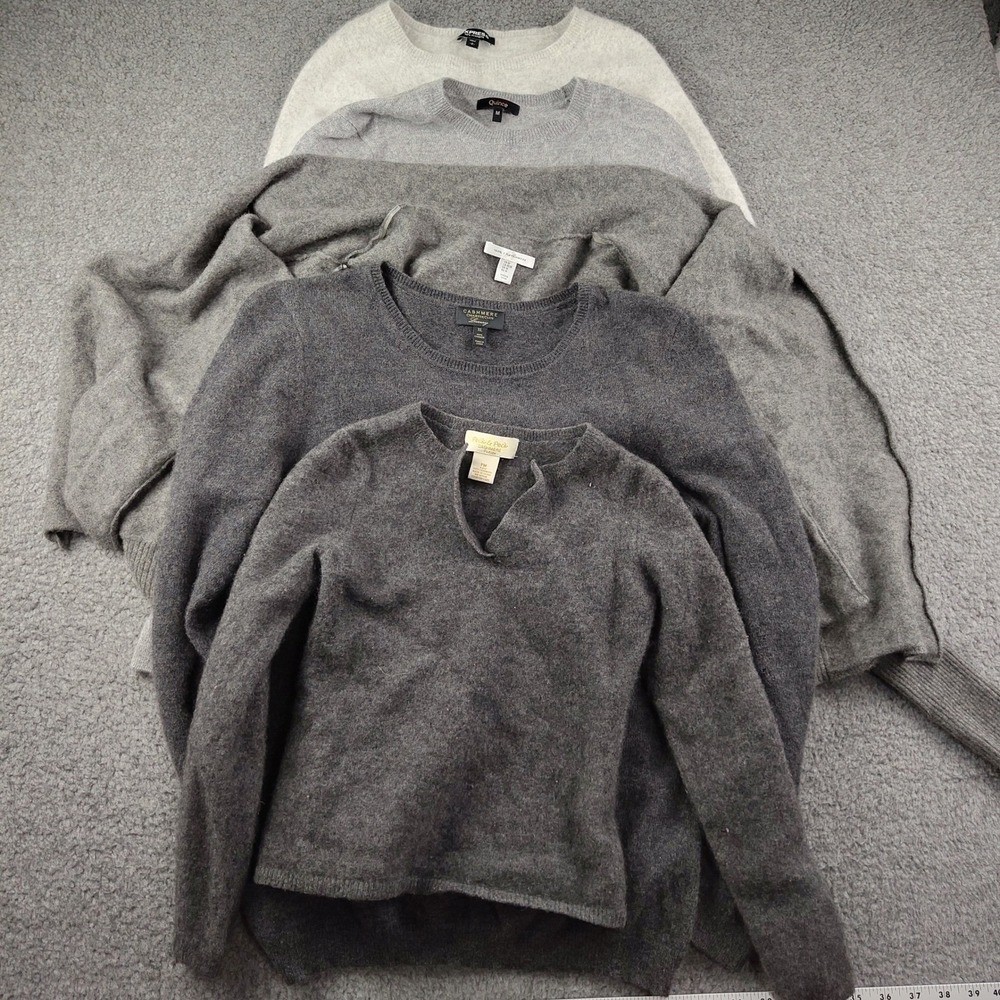 Lot of 5 100% Cashmere Sweaters Grey Bundle Crafters Cutters Fabric DIY